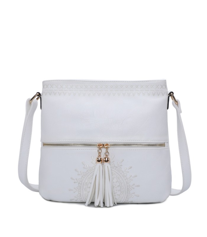 T11219 - Bolso bandolera cuadrado con bolsillos frontales