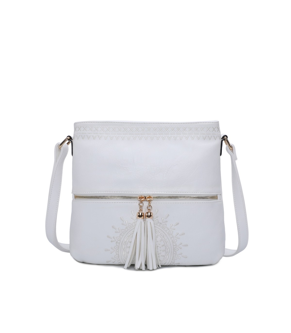 T11219 - Bolso bandolera cuadrado con bolsillos frontales
