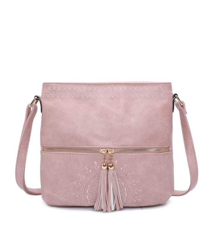 T11219 - Bolso bandolera cuadrado con bolsillos frontales