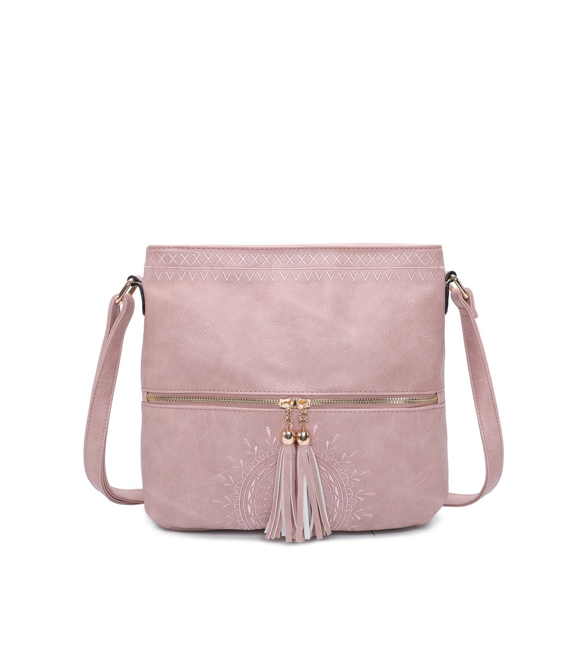 T11219 - Bolso bandolera cuadrado con bolsillos frontales