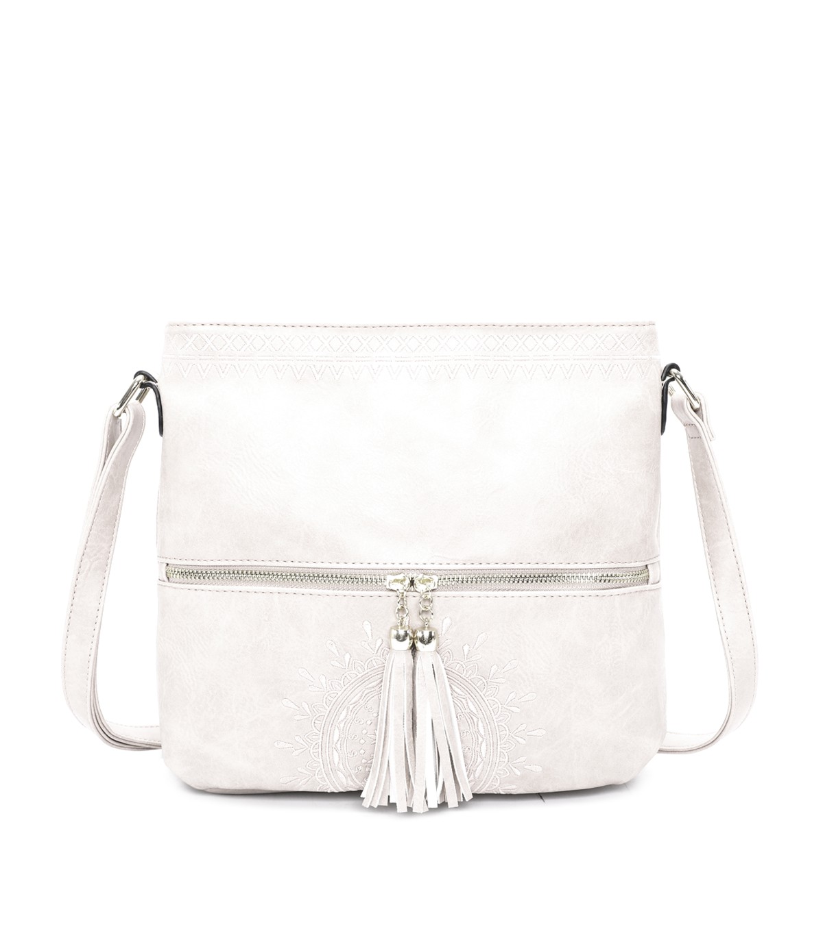 T11219 - Bolso bandolera cuadrado con bolsillos frontales