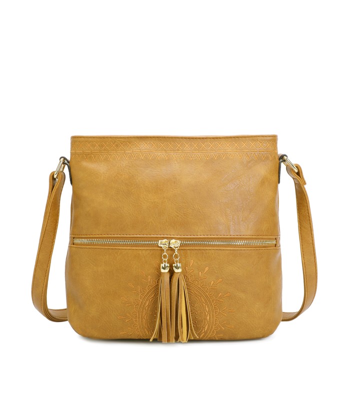 T11219 - Bolso bandolera cuadrado con bolsillos frontales