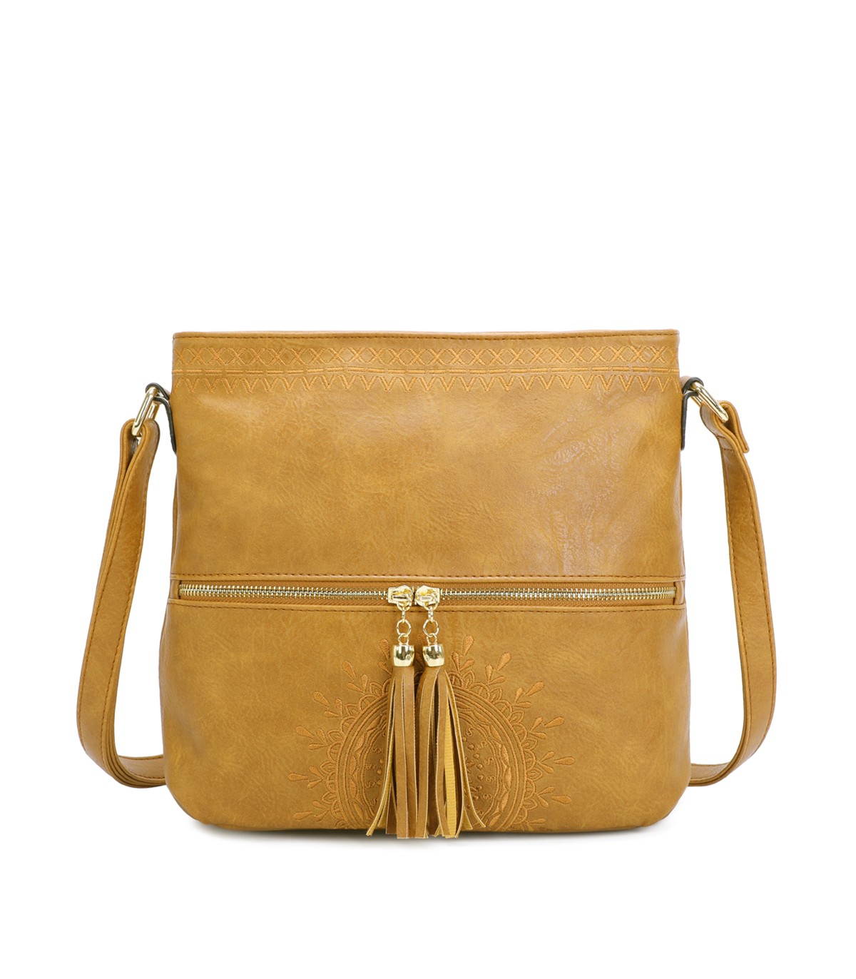 T11219 - Bolso bandolera cuadrado con bolsillos frontales