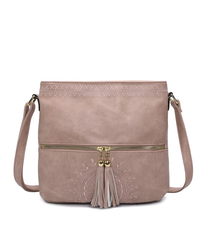 T11219 - Bolso bandolera cuadrado con bolsillos frontales