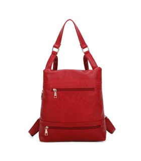 T11148 - Mochila convertible en bolso con bolsillos frontales y bordado de mandala