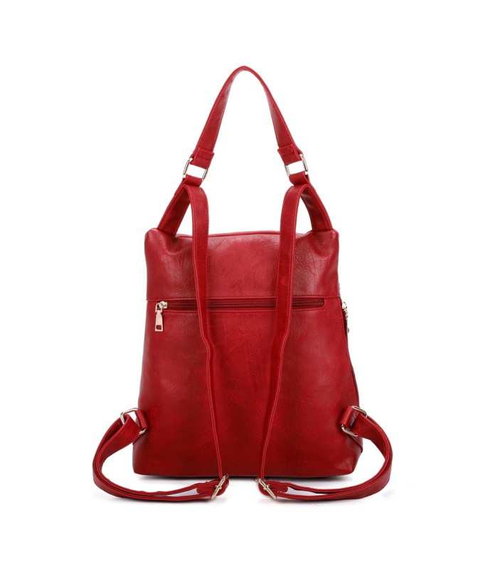 T11148 - Mochila convertible en bolso con bolsillos frontales y bordado de mandala