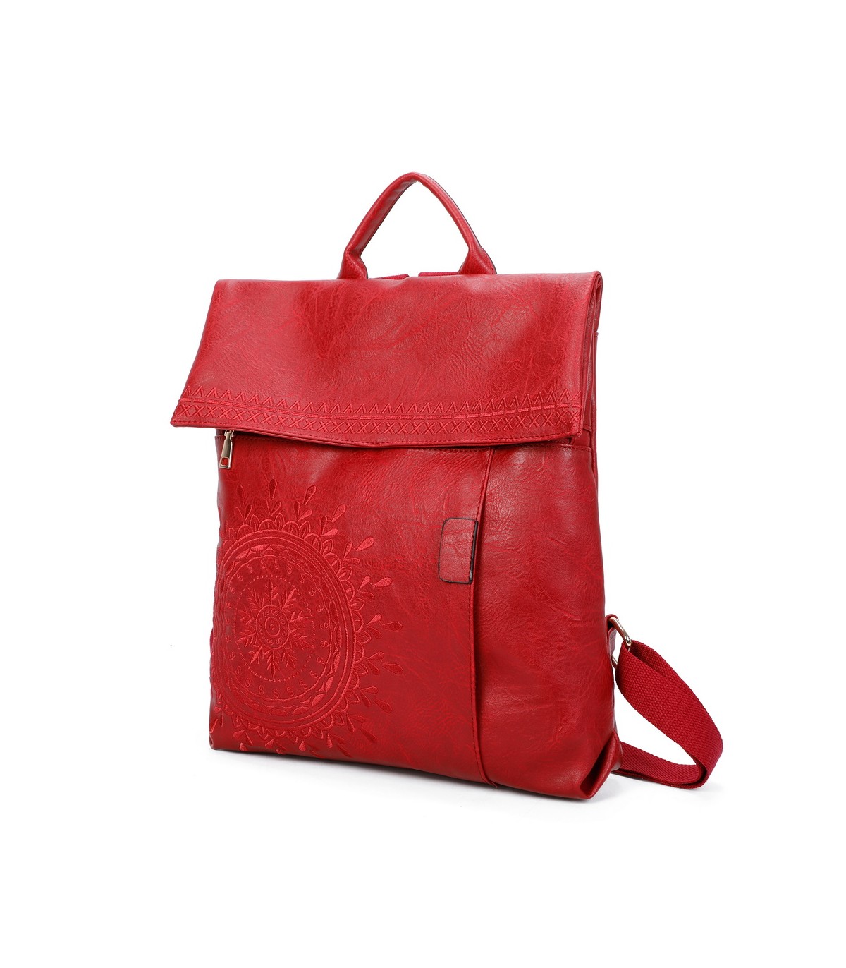T11145 - Mochila con mandala bordado y cierre de botón imantado