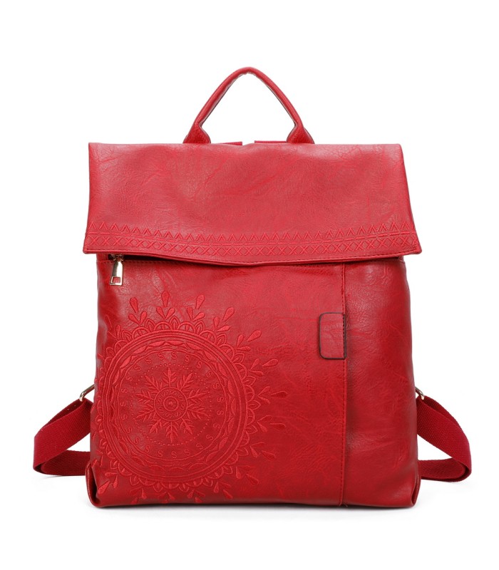 T11145 - Mochila con mandala bordado y cierre de botón imantado
