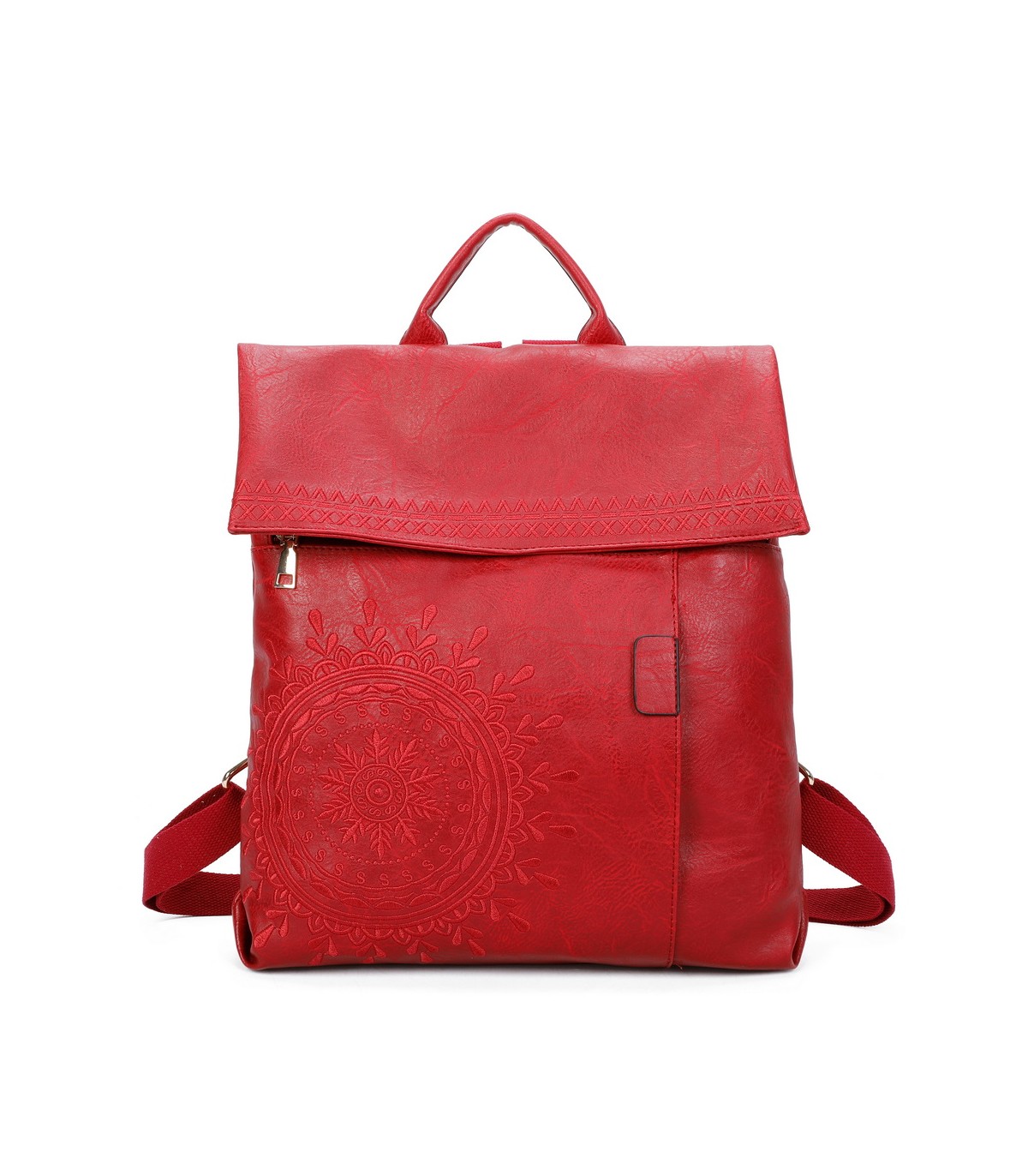 T11145 - Mochila con mandala bordado y cierre de botón imantado