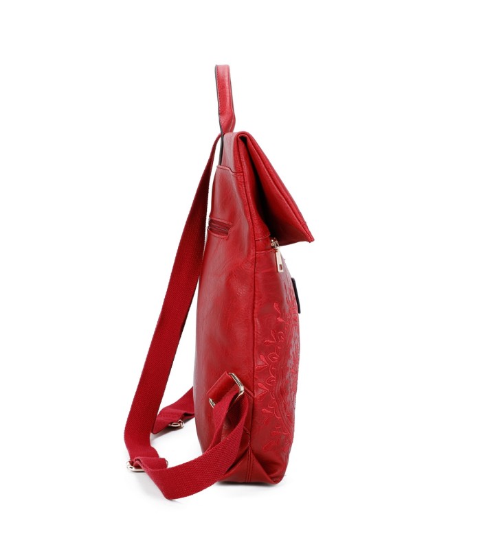 T11145 - Mochila con mandala bordado y cierre de botón imantado