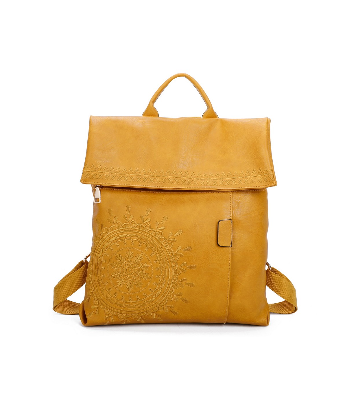 T11145 - Mochila con mandala bordado y cierre de botón imantado