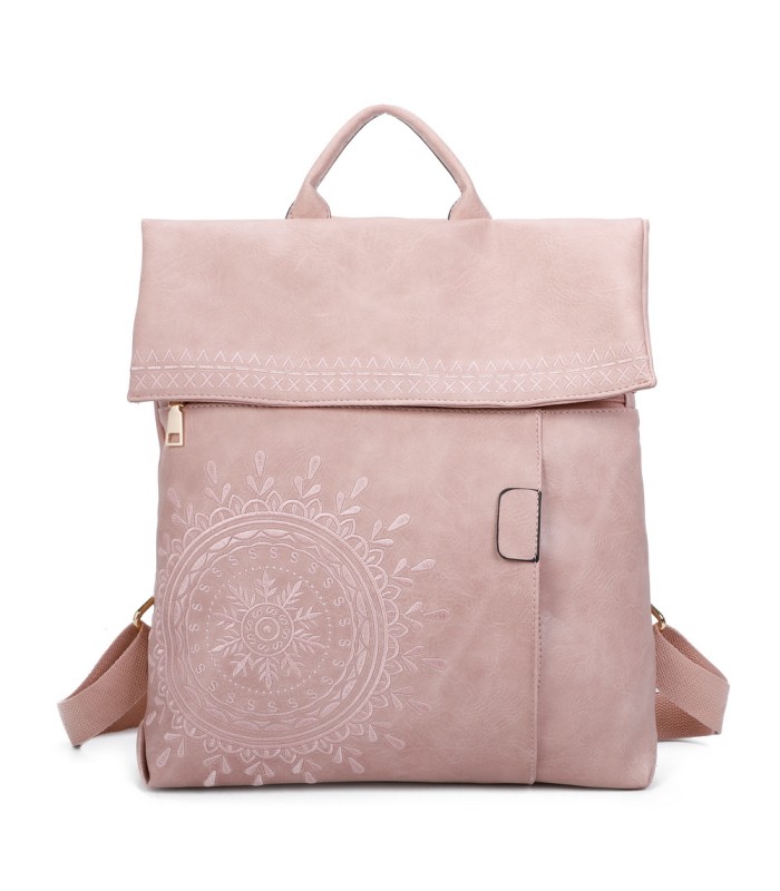 T11145 - Mochila con mandala bordado y cierre de botón imantado