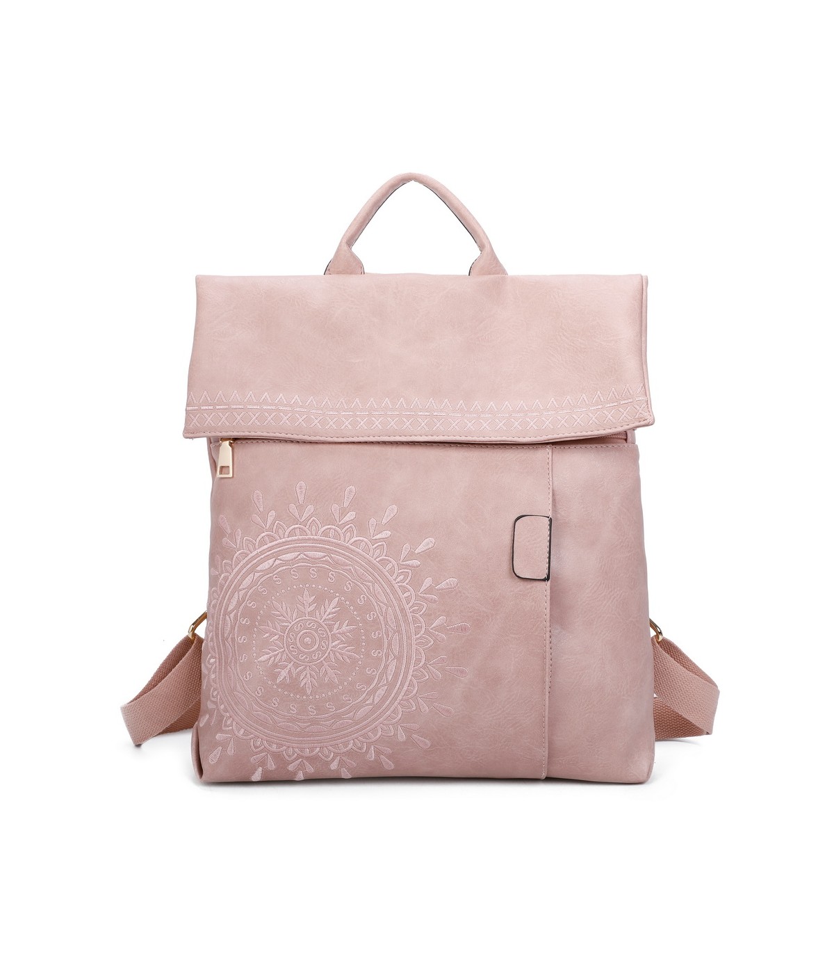 T11145 - Mochila con mandala bordado y cierre de botón imantado