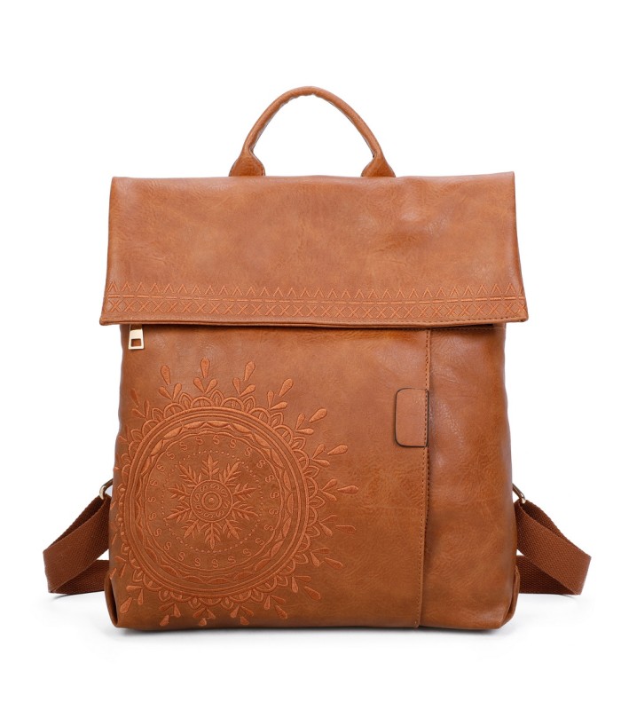 T11145 - Mochila con mandala bordado y cierre de botón imantado