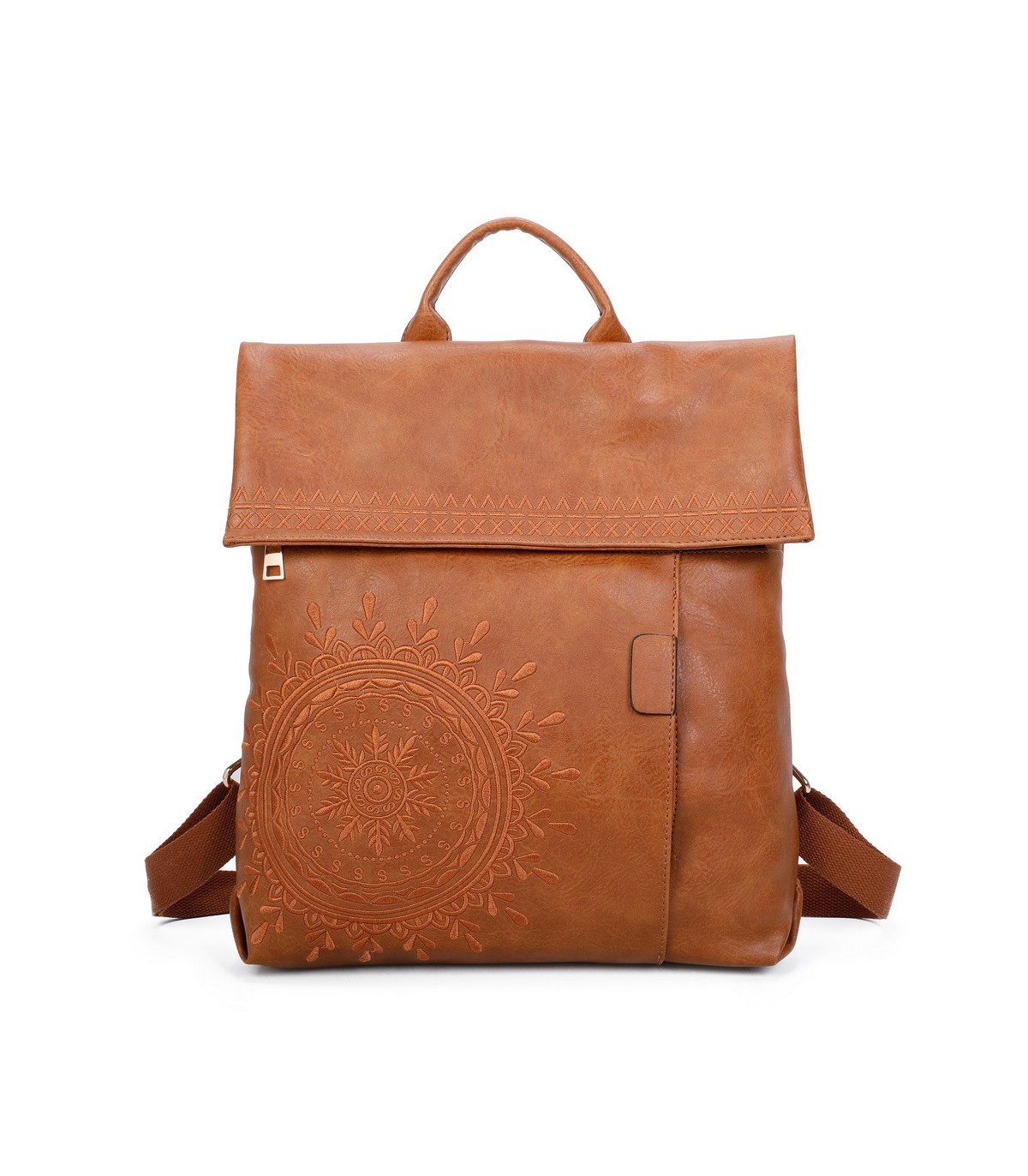 T11145 - Mochila con mandala bordado y cierre de botón imantado