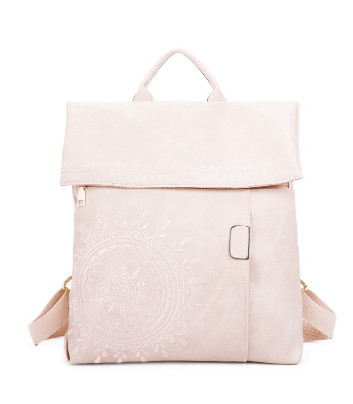 T11145 - Mochila con mandala bordado y cierre de botón imantado