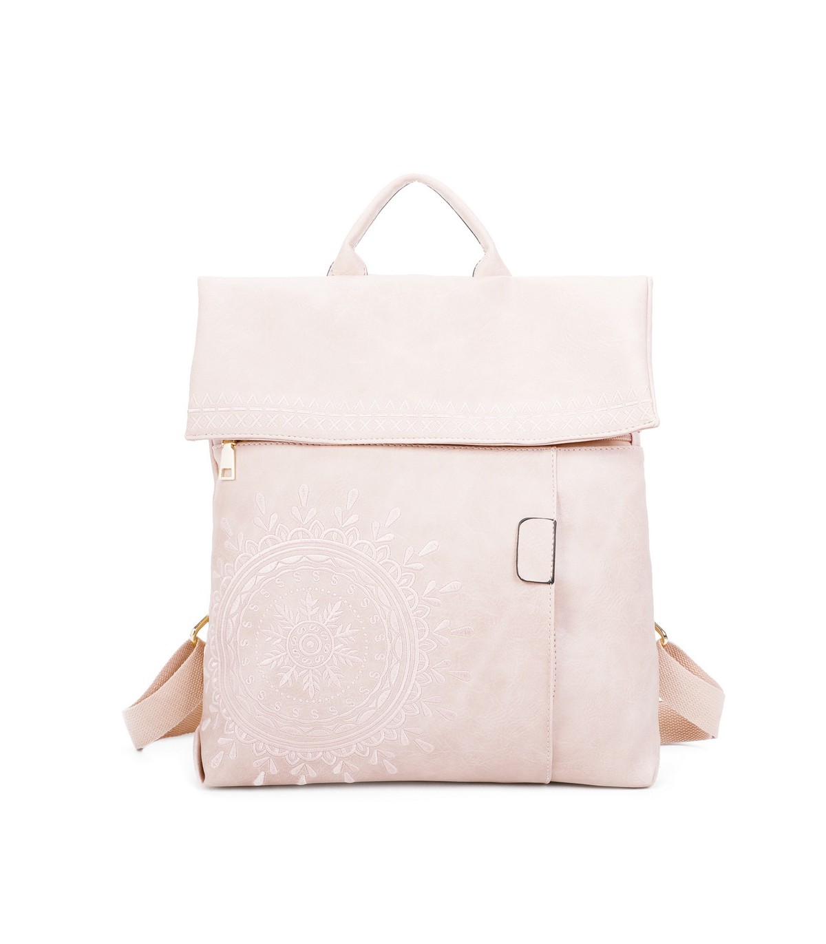 T11145 - Mochila con mandala bordado y cierre de botón imantado
