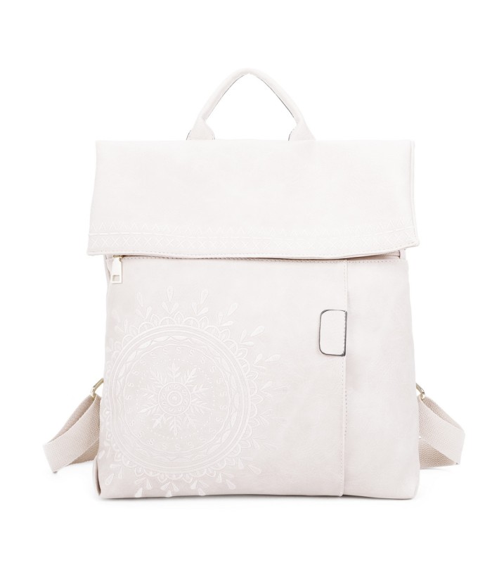 T11145 - Mochila con mandala bordado y cierre de botón imantado