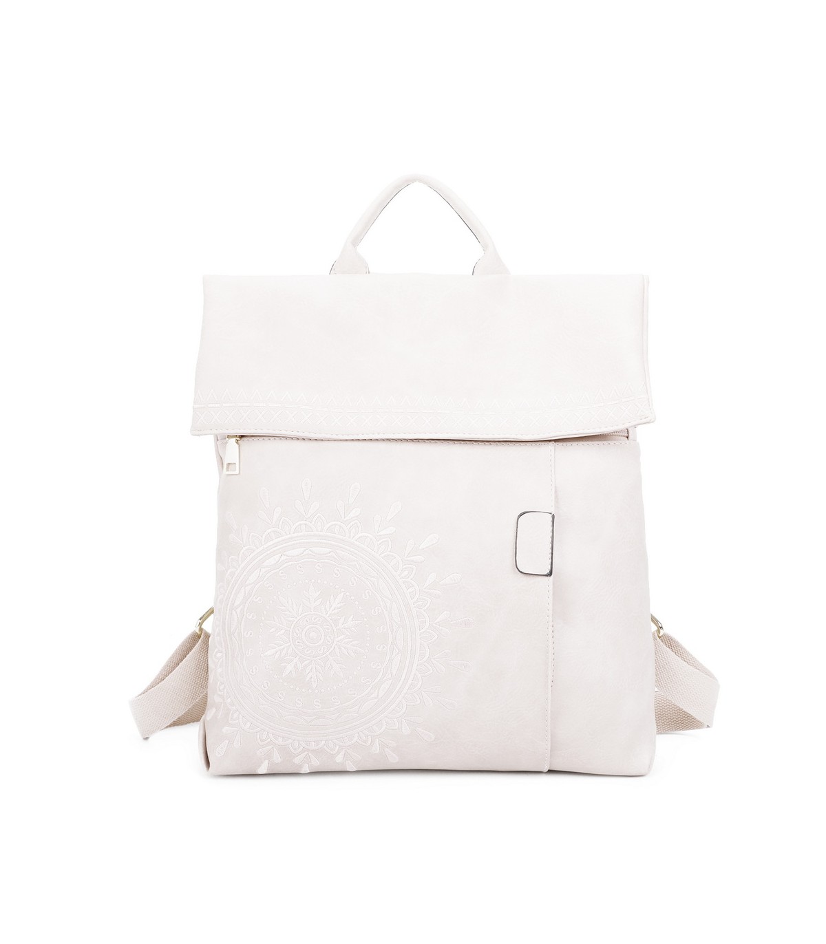 T11145 - Mochila con mandala bordado y cierre de botón imantado