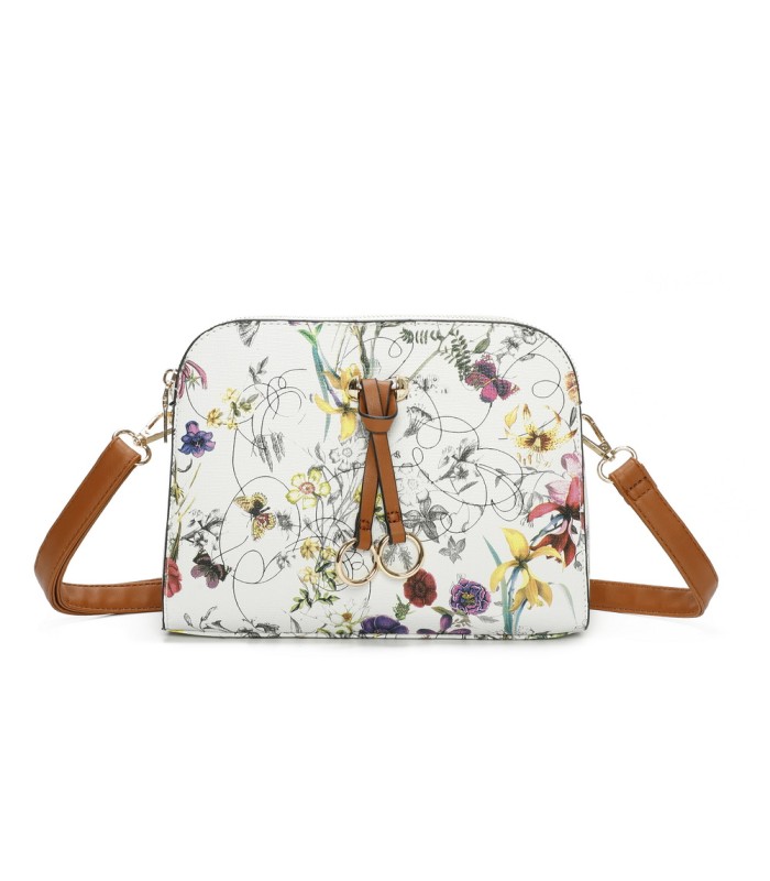 T11439 - Bolso bandolera con flores estampadas