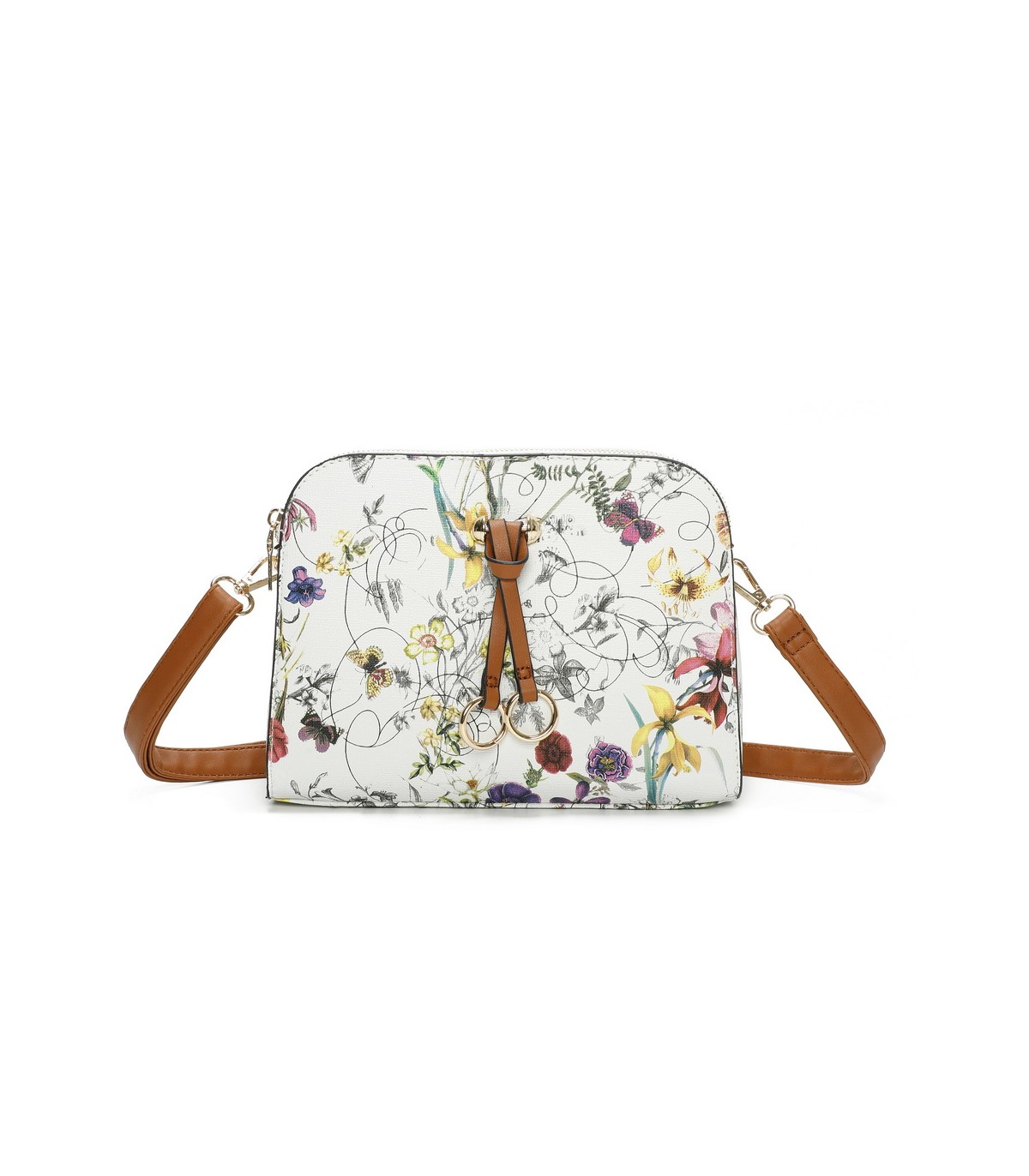T11439 - Bolso bandolera con flores estampadas