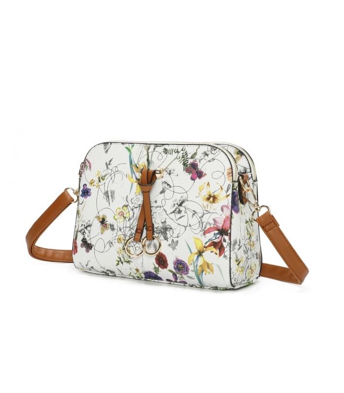 T11439 - Bolso bandolera con flores estampadas