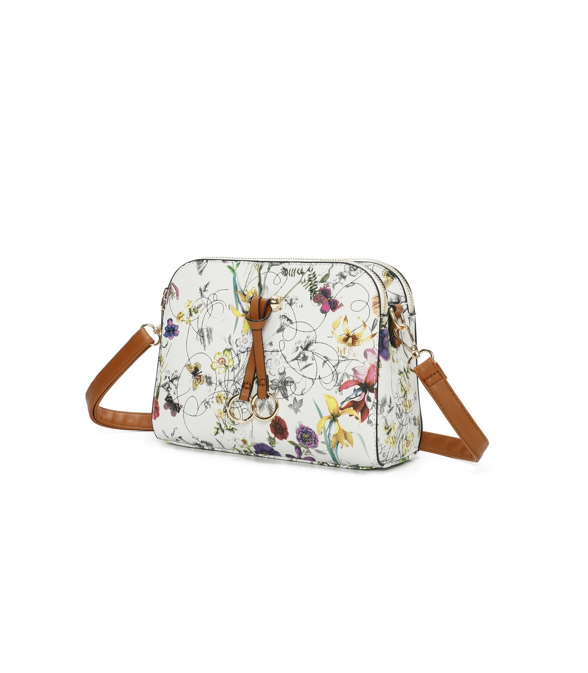 T11439 - Bolso bandolera con flores estampadas