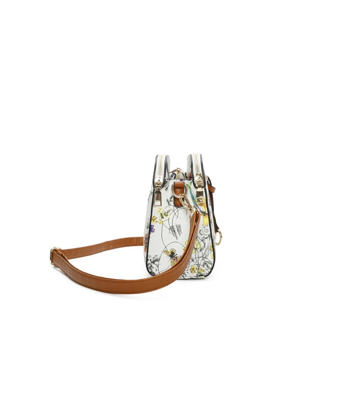 T11439 - Bolso bandolera con flores estampadas