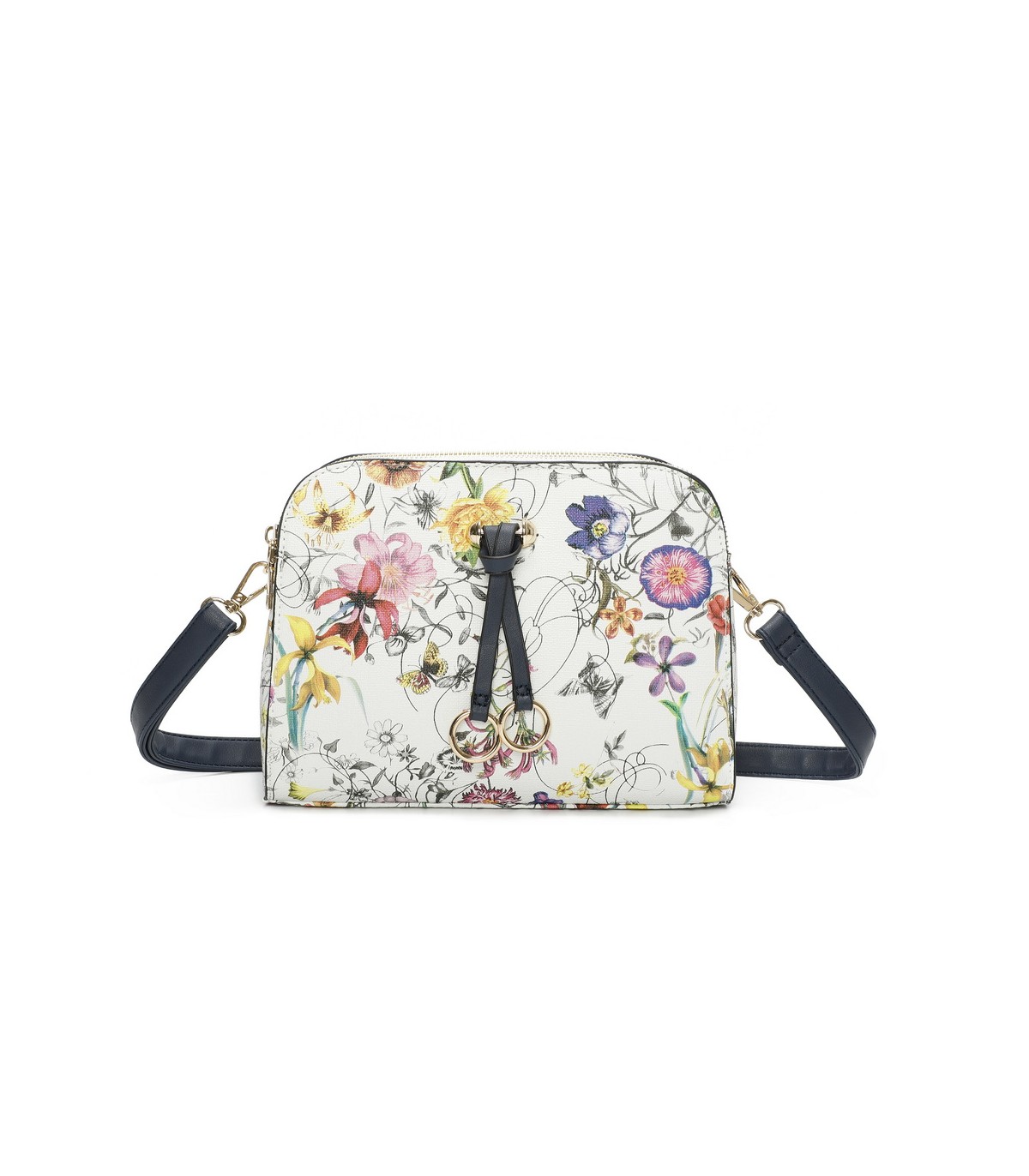 T11439 - Bolso bandolera con flores estampadas