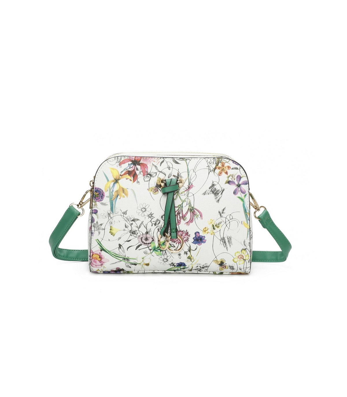 T11439 - Bolso bandolera con flores estampadas