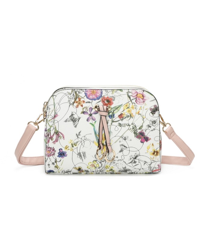 T11439 - Bolso bandolera con flores estampadas