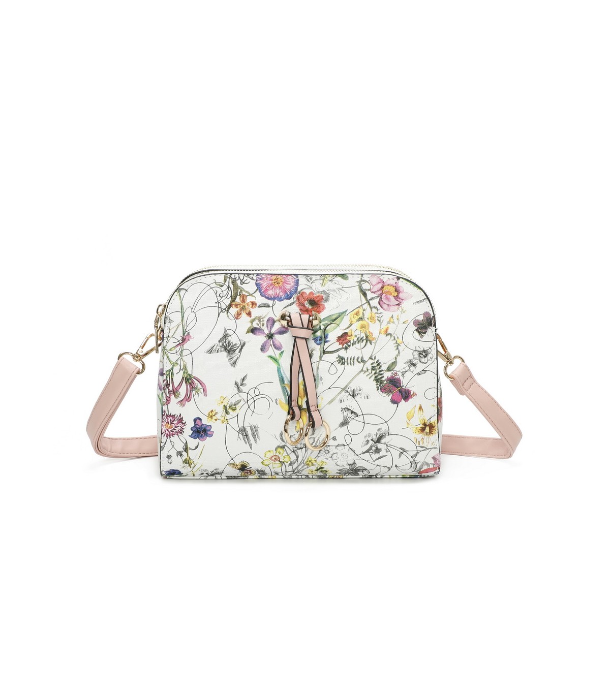 T11439 - Bolso bandolera con flores estampadas