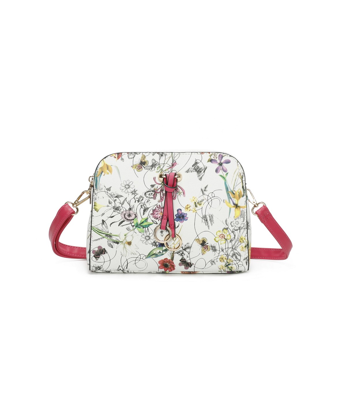 T11439 - Bolso bandolera con flores estampadas