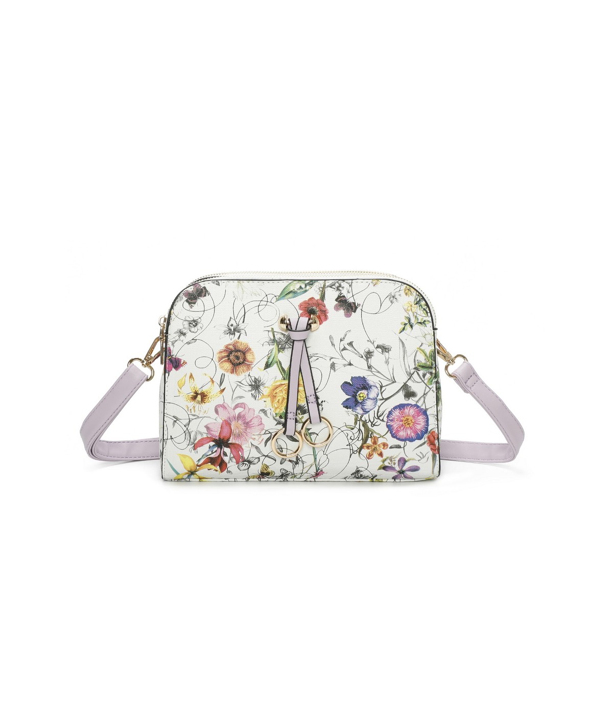 T11439 - Bolso bandolera con flores estampadas