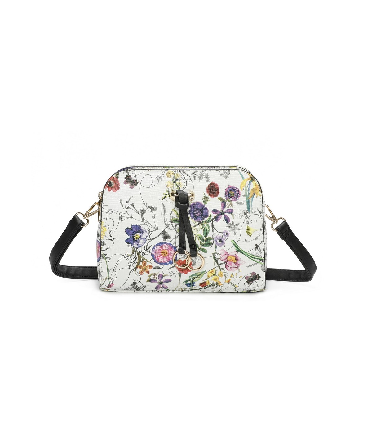 T11439 - Bolso bandolera con flores estampadas