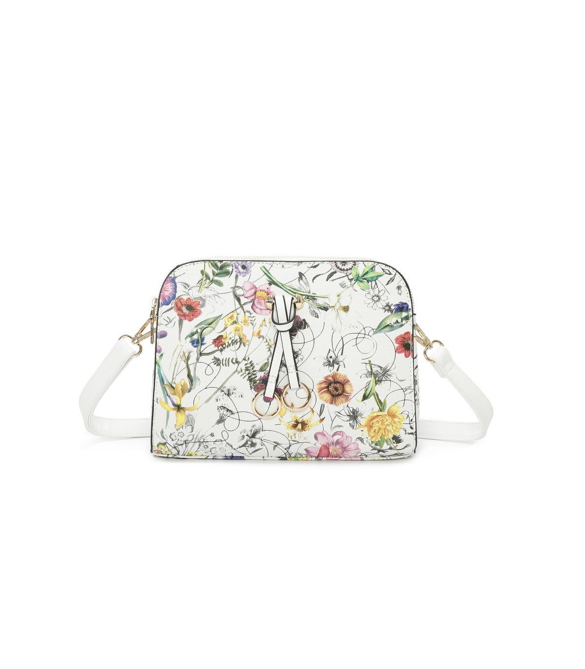 T11439 - Bolso bandolera con flores estampadas