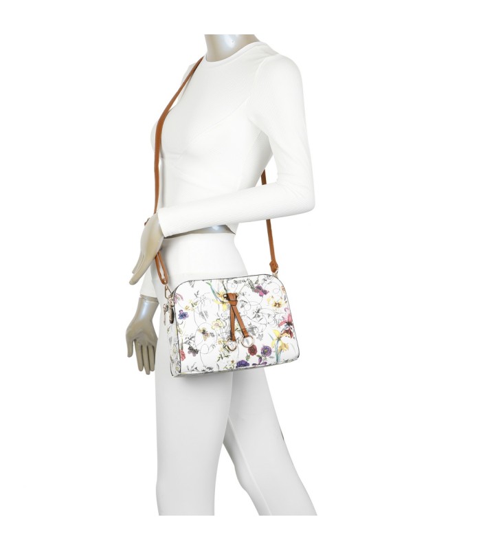 T11439 - Bolso bandolera con flores estampadas