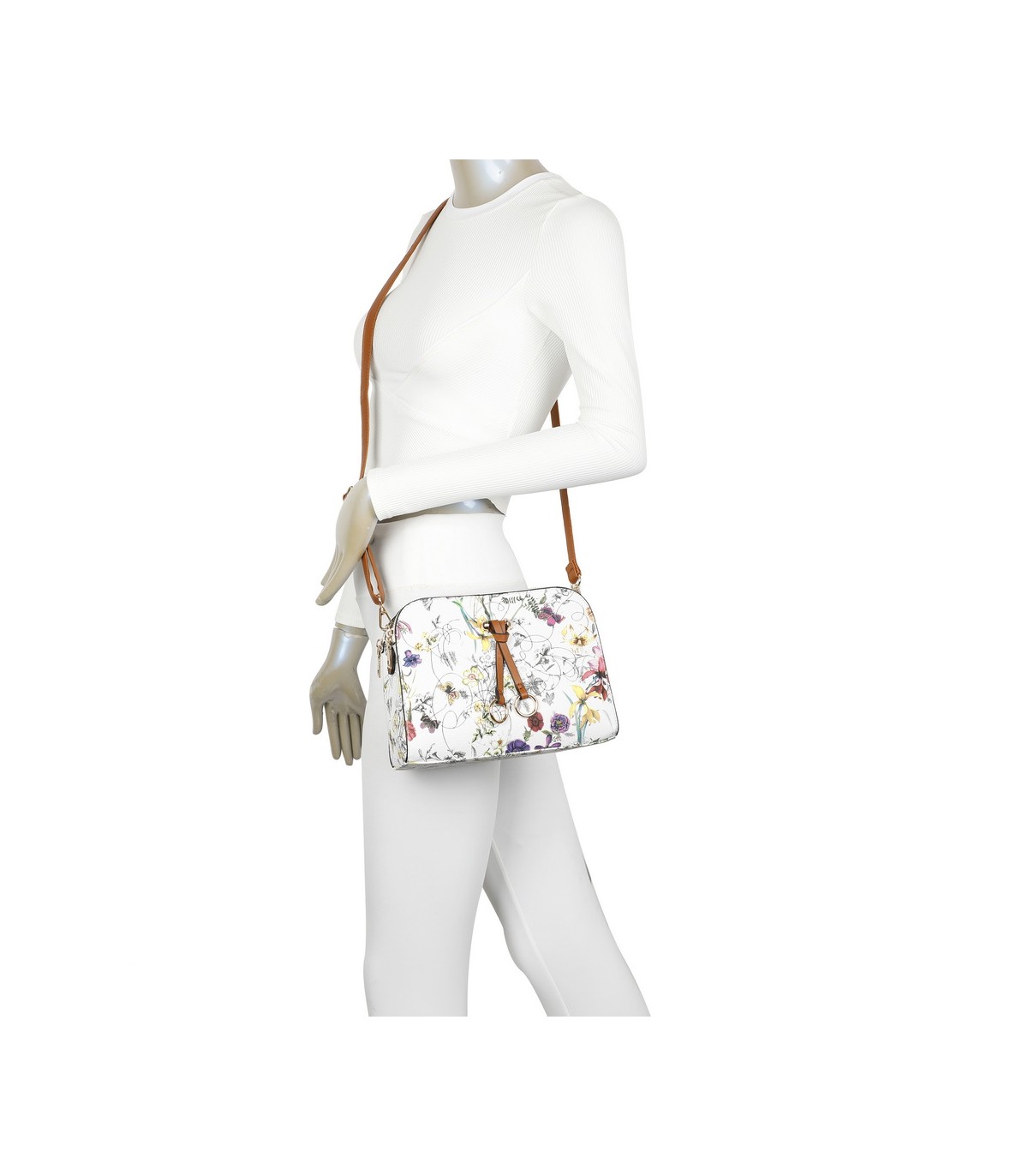 T11439 - Bolso bandolera con flores estampadas