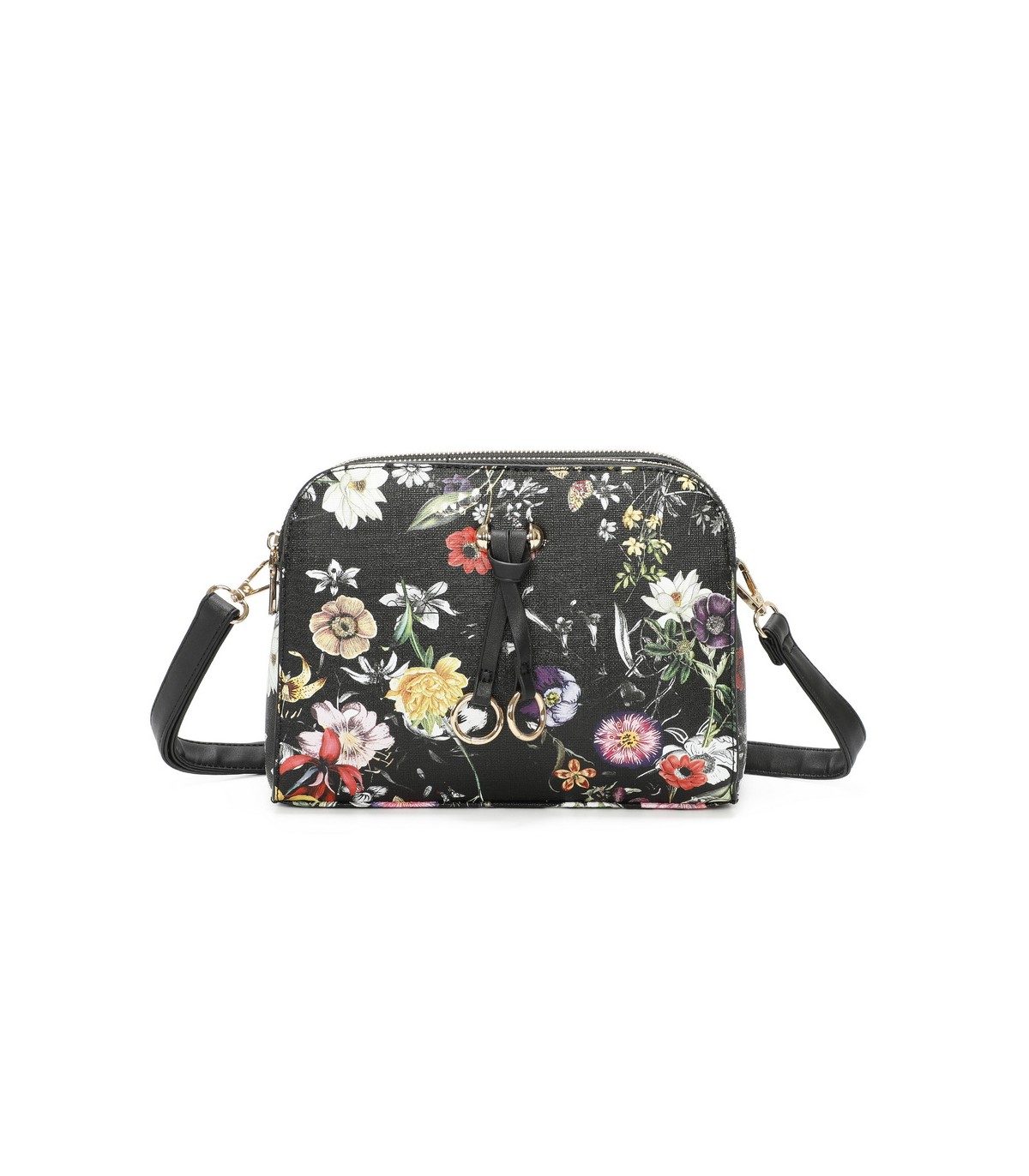T11439 - Bolso bandolera con flores estampadas