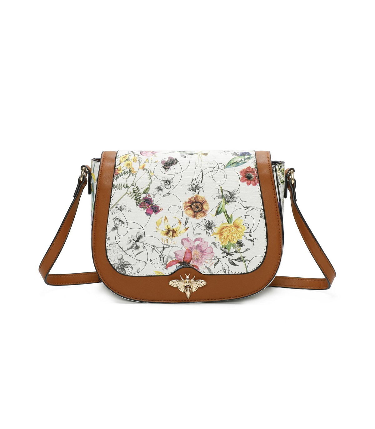 T11437 - Bolso bandolera con estilo floral y bandolera a juego