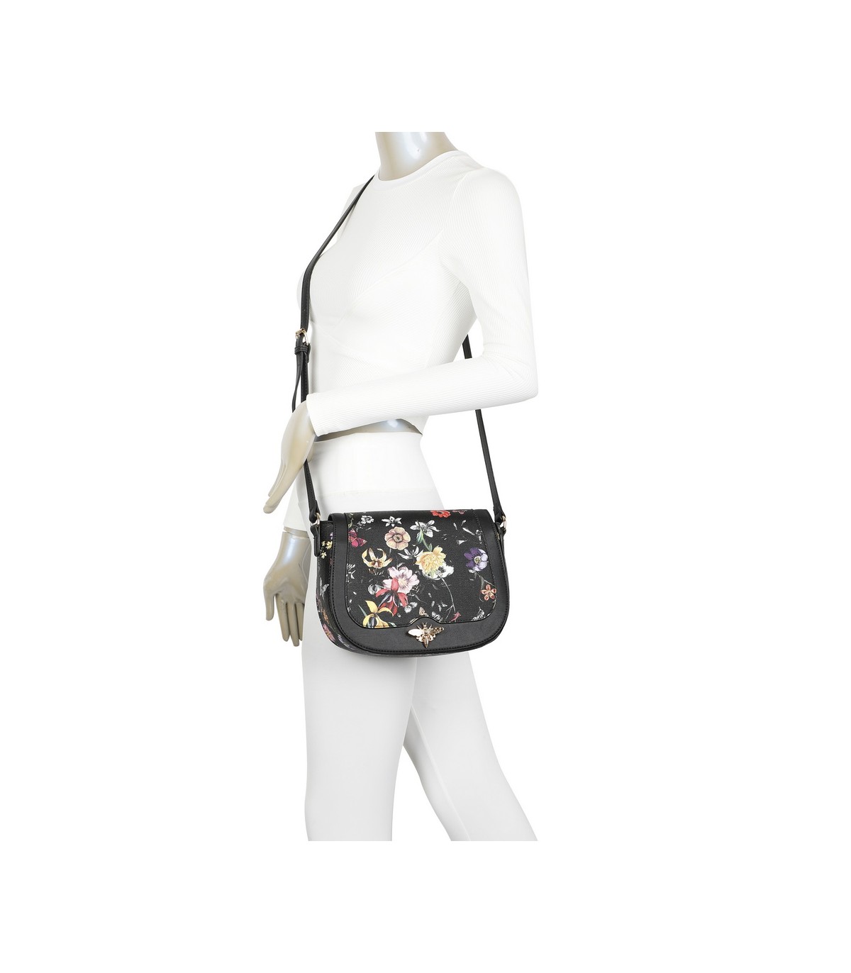 T11437 - Bolso bandolera con estilo floral y bandolera a juego