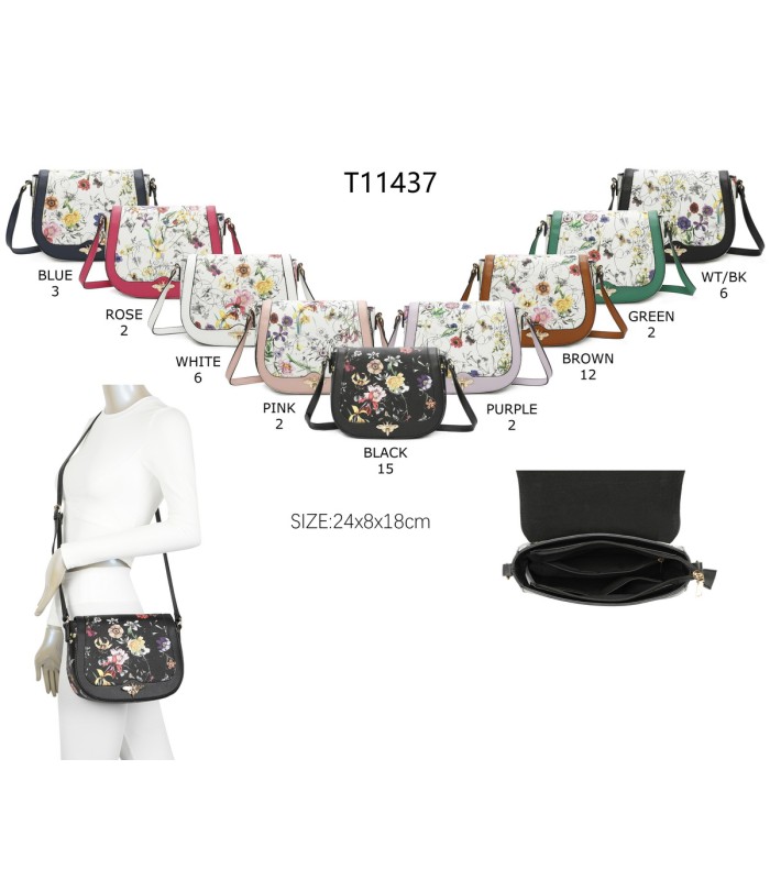 T11437 - Bolso bandolera con estilo floral y bandolera a juego