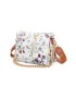 T11434 - Bolso con flores y cadena dorada y bandolera ajustable
