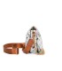 T11434 - Bolso con flores y cadena dorada y bandolera ajustable