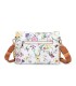 T11434 - Bolso con flores y cadena dorada y bandolera ajustable