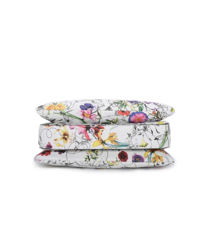 T11434 - Bolso con flores y cadena dorada y bandolera ajustable
