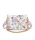 T11434 - Bolso con flores y cadena dorada y bandolera ajustable