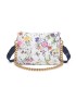 T11434 - Bolso con flores y cadena dorada y bandolera ajustable