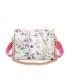 T11434 - Bolso con flores y cadena dorada y bandolera ajustable