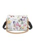 T11434 - Bolso con flores y cadena dorada y bandolera ajustable